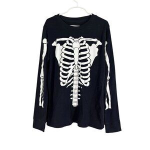 Abercrombie Kid Tshirt 9 Black Skeleton Graphic Halloween Preppy Neutral Classic
